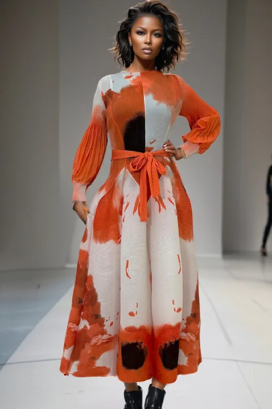 N2420 ORANGE DRESS Shift Classic Vintage