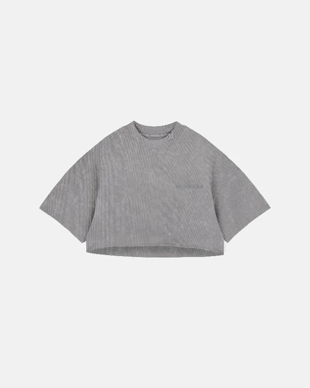 Line Logo Crop Top Washed Gray Casual Formal Business