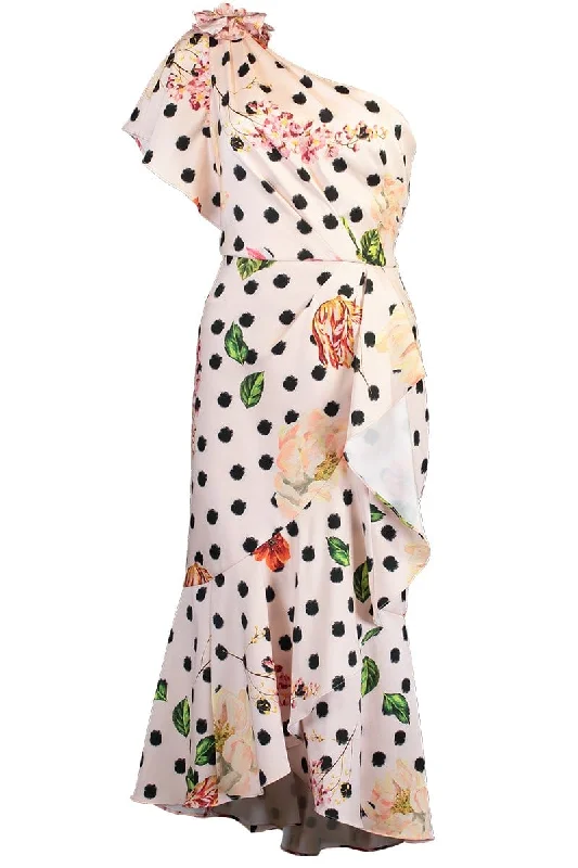 One Shoulder Polka Dot Dress Tunics Sale discount