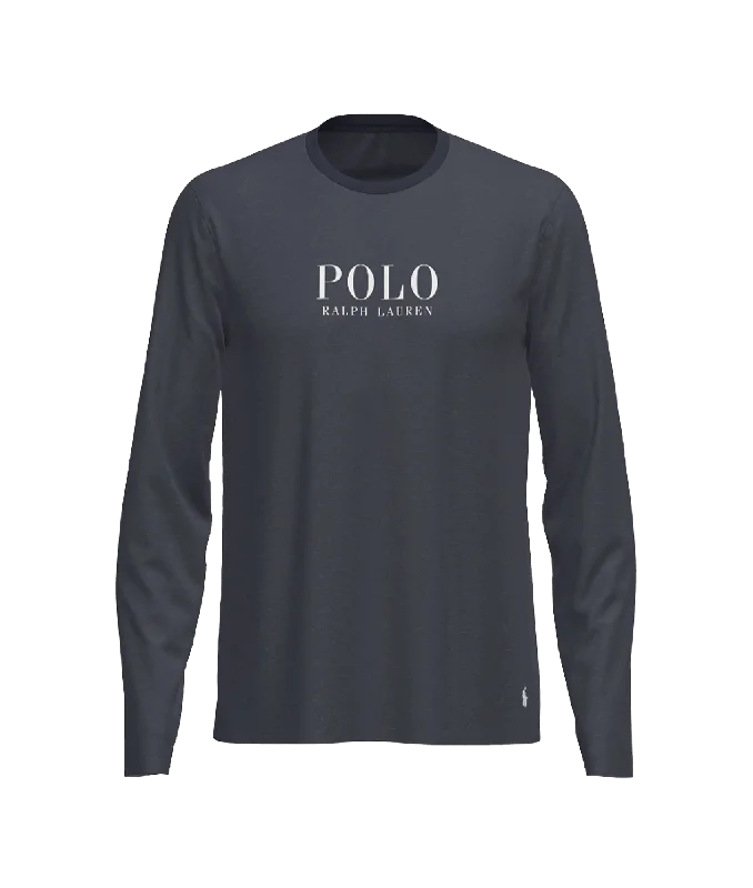 Logo Jersey Long-sleeve Sleep Shirt - Navy Pure White Jersey Tee