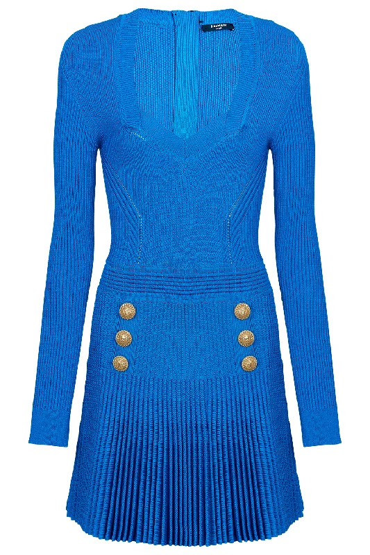Ribbed Knit Flare Dress Tunics Long Elegant