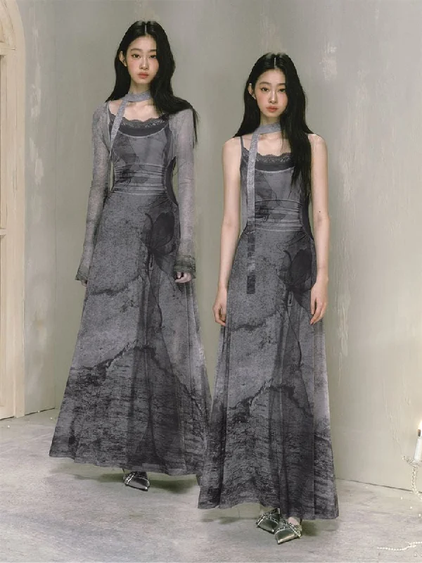Butterfly Print Lace Halter Dress【s0000009598】 Tunics Modern contemporary