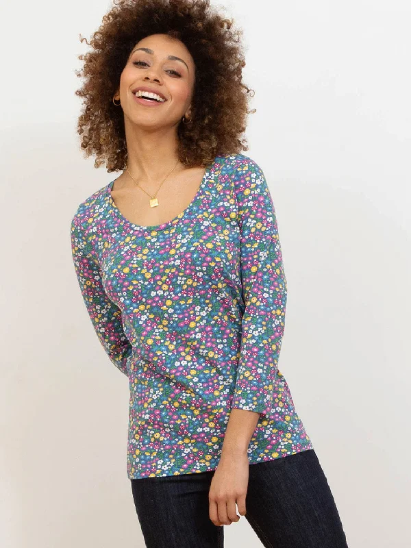 Tarrant scoop neck jersey top woodland Vintage Jersey Tee