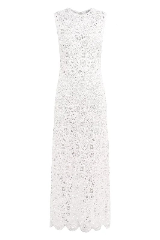 Serena Crochet Dress Crew Neckline Sporty