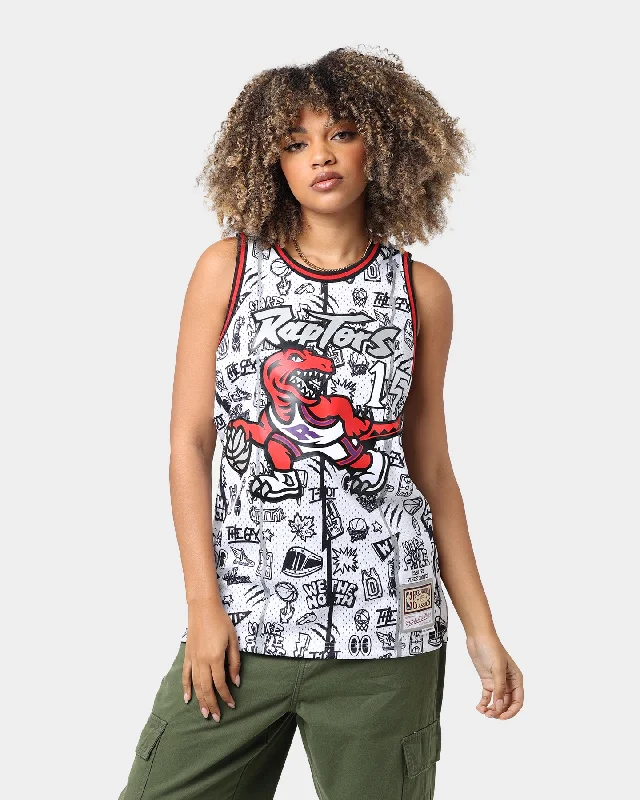 Mitchell & Ness Toronto Raptors Vince Carter #15 1998-1999 Doodle Swingman Jersey White Scoop Neck Jersey Top Mitchell & Ness Toronto Raptors Vince Carter #15 1998-1999 Doodle Swingman Jersey White Scoop Neck Jersey Top