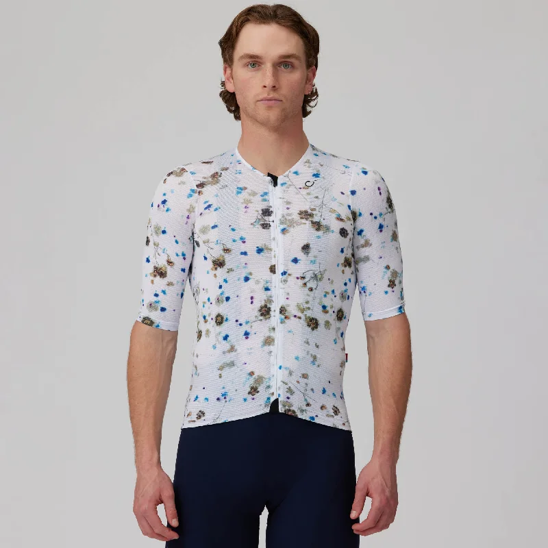 Men's Blurred Florals Ultralight Mesh Jersey Bright Color Jersey Top