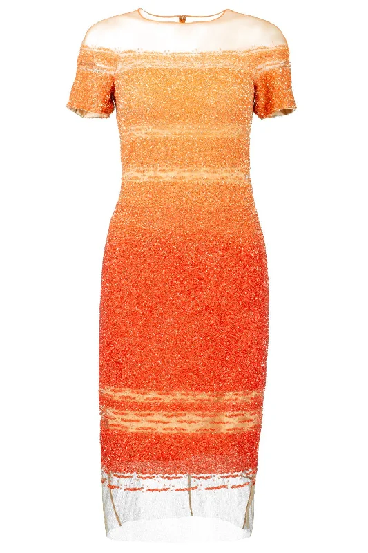 Signature Sequin Cocktail Dress - Dark Poppy Crew Neckline Casual