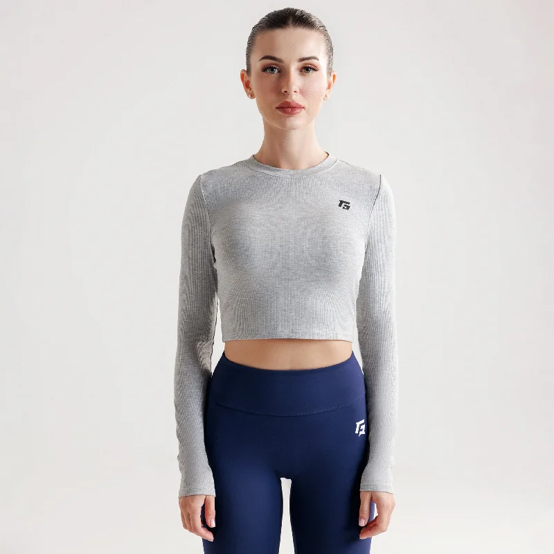 DynamicGrip Crop Top (Grey) Mesh Canvas Denim