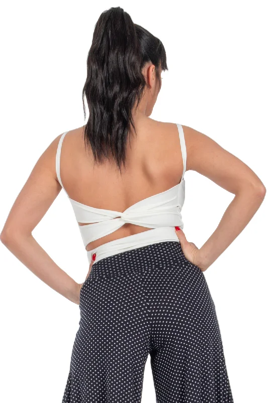 Tango Crop Top With Low Twist Back Lace Blend Ribbed Blend Corduroy Blend