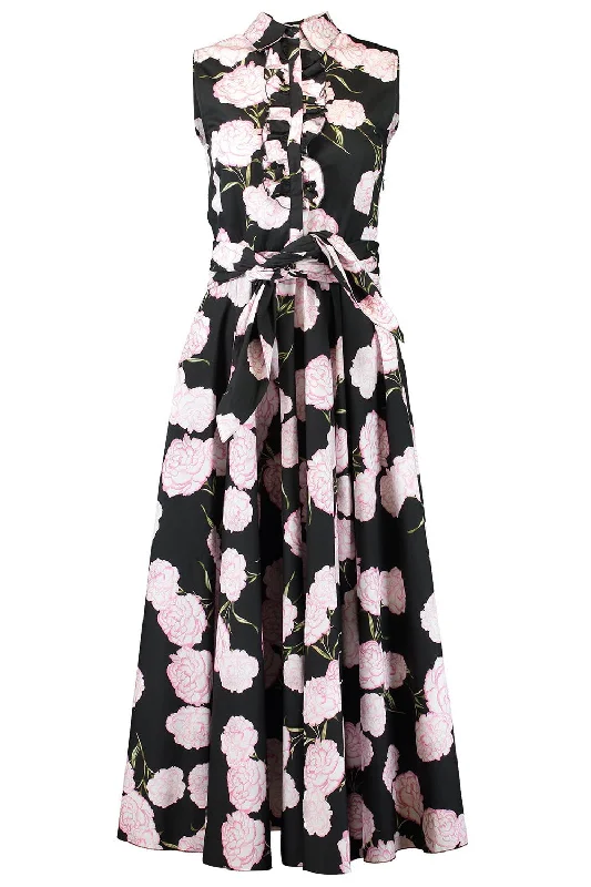 Sleeveless Floral Button Down Dress Tunics Fleece cozy