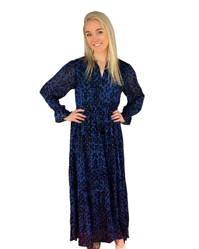 The Sydney Long Length Dress in Blue and Black Tunics Stylish modern