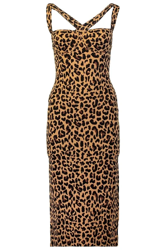 Diana Leopard Dress sweetheart Neckline Romantic