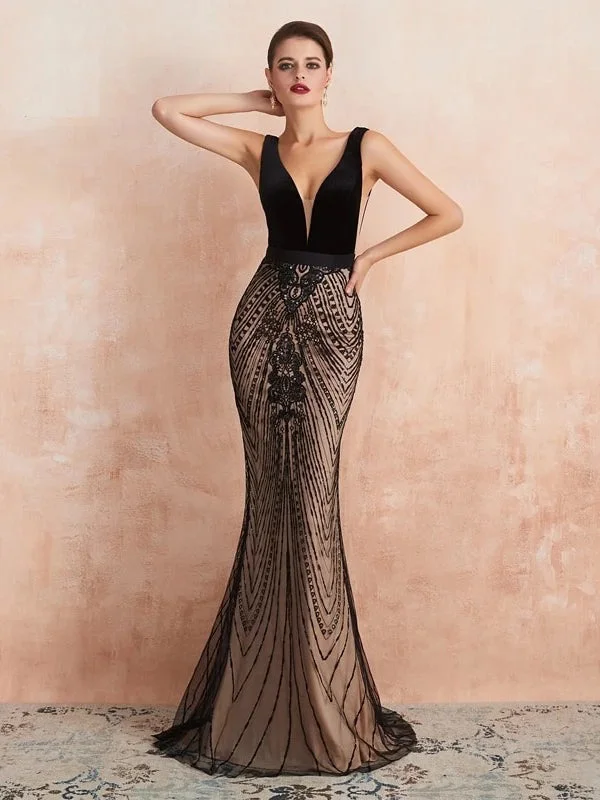 Mermaid Women Evening Dress Elegant Black Long Luxury Evening Gown Formal Party Prom Dresses 2019-23 Vestidos De Gala Tunics Versatile all-occasion