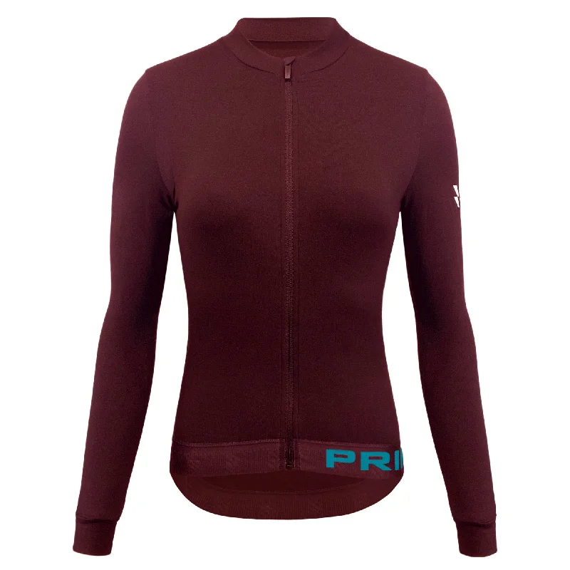 Alitios Women's Maroon Long Sleeve Vertos Jersey Luxury Jersey Tee