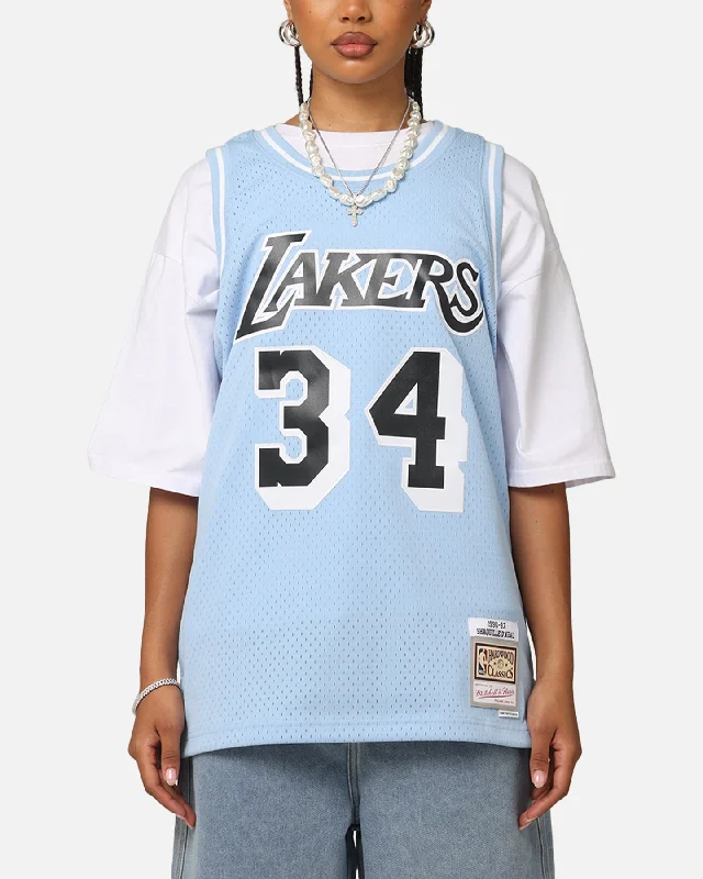 Mitchell & Ness Los Angeles Lakers Shaquille O'Neal 'Vapor Blue' Jersey Light Blue Round Neck Jersey Tee Mitchell & Ness Los Angeles Lakers Shaquille O'Neal 'Vapor Blue' Jersey Light Blue Round Neck Jersey Tee