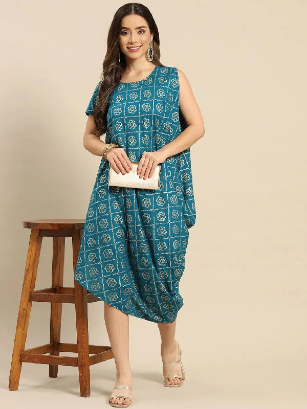 One Side Cowl Asymettric Dress With Side-Tp0355Rp40-S Tunics Evening elegant