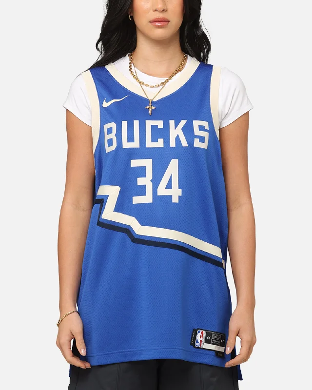 Nike Giannis Antetokounmpo Milwaukee Bucks #34 City Edition 2024/25 Nike Dri-Fit NBA Swingman Jersey Game Royal Off Shoulder Jersey Top Nike Giannis Antetokounmpo Milwaukee Bucks #34 City Edition 2024/25 Nike Dri-Fit NBA Swingman Jersey Game Royal Off Shoulder Jersey Top