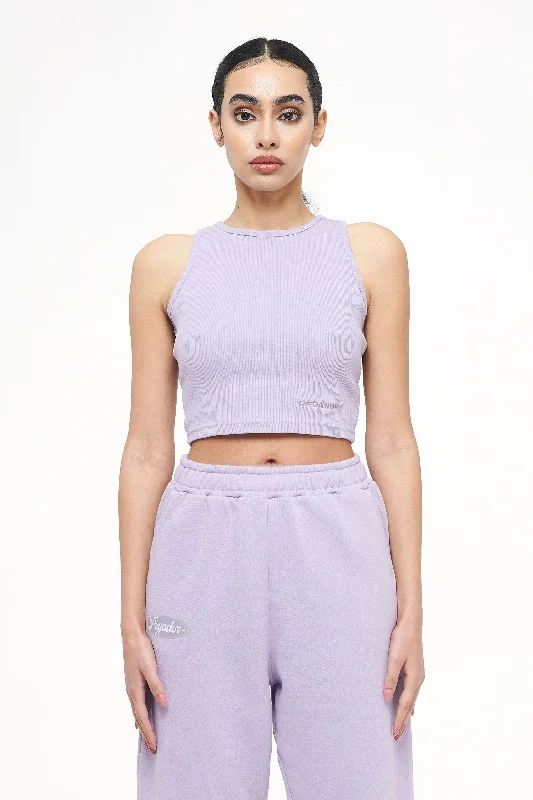 Ayla Crop Top Vintage Washed Purple Paste Elegant Classic Vintage