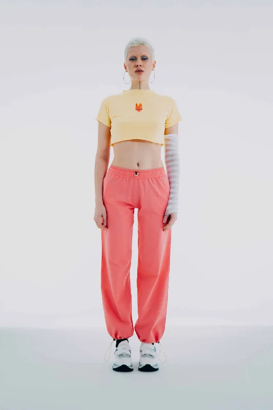 Baby Girl Crop Top Yellow Welt Pockets Slit Pockets Flap Pockets