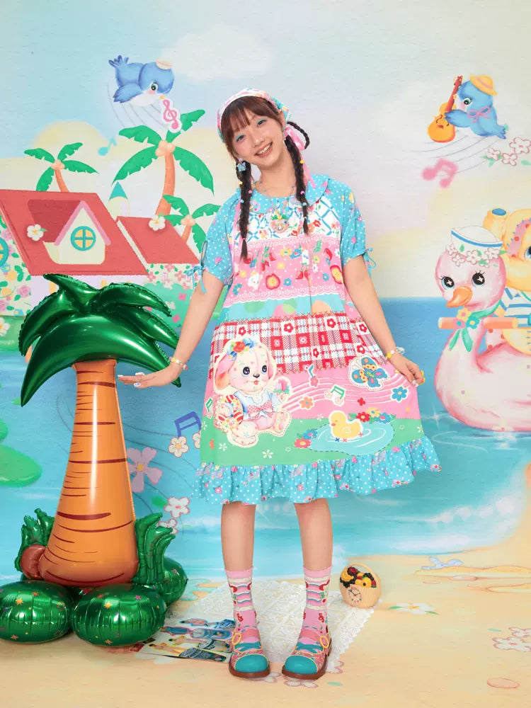 Polka dot patchwork long dress【s0000009529】 Tunic Top Casual