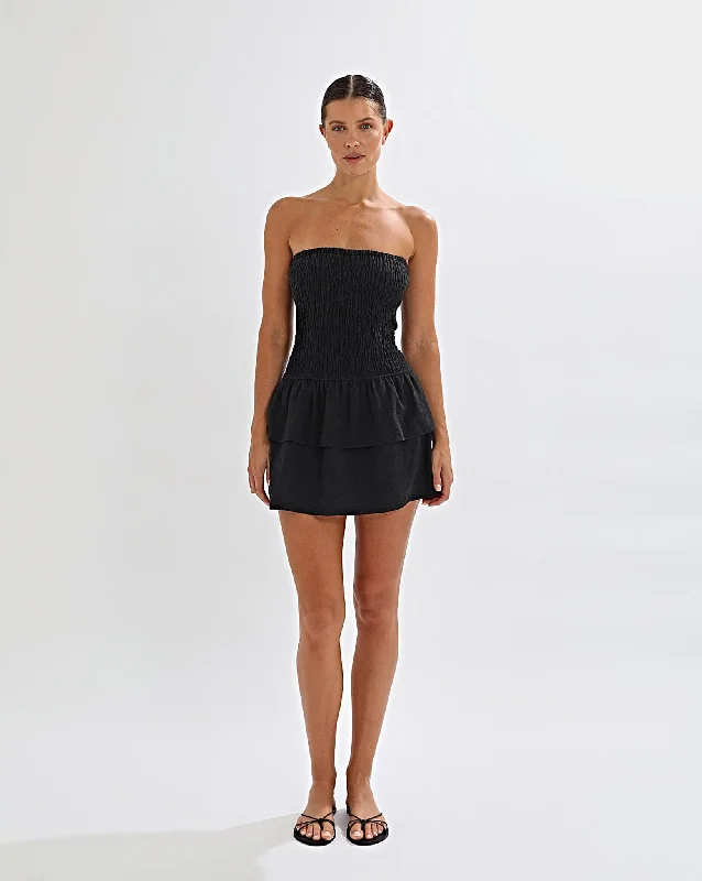 Evie Strapless Dress Black Tunics Prom sequined