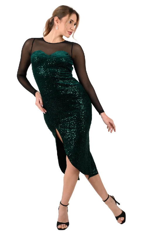 Sequin Dance Dress With Mesh Sleeves Tunics Review highly