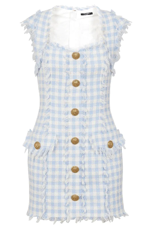 Gingham Tweed Dress Tunics Running lightweight