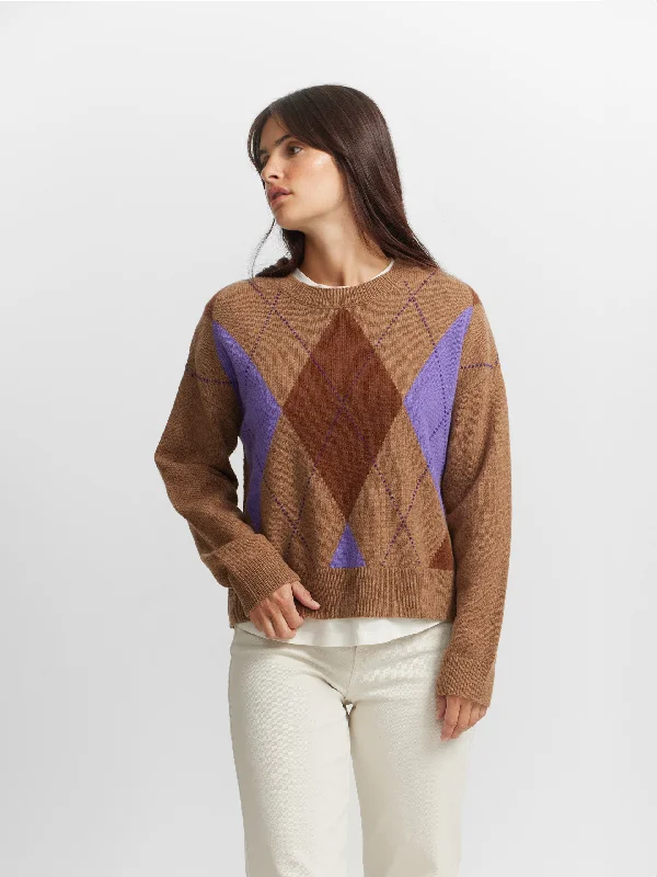 Jersey punto rombos marron Elegant Jersey Shirt