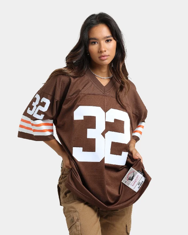 Mitchell & Ness Cleveland Browns Jim Brown #32 '63-'64 Legacy Jersey Brown Floral Jersey Blouse Mitchell & Ness Cleveland Browns Jim Brown #32 '63-'64 Legacy Jersey Brown Floral Jersey Blouse