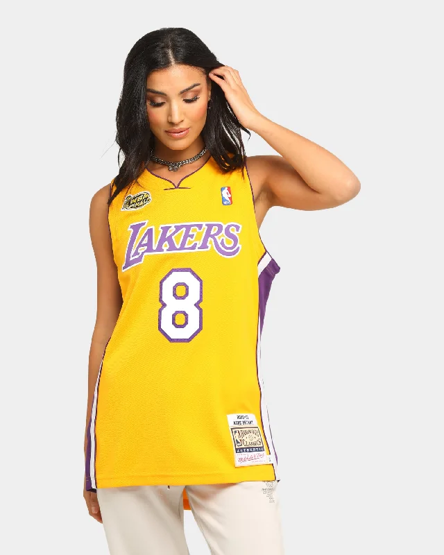 Mitchell & Ness Kobe Bryant NBA Finals '00-'01 #8 Authentic Los Angeles Lakers Jersey Yellow Textured Jersey Blouse