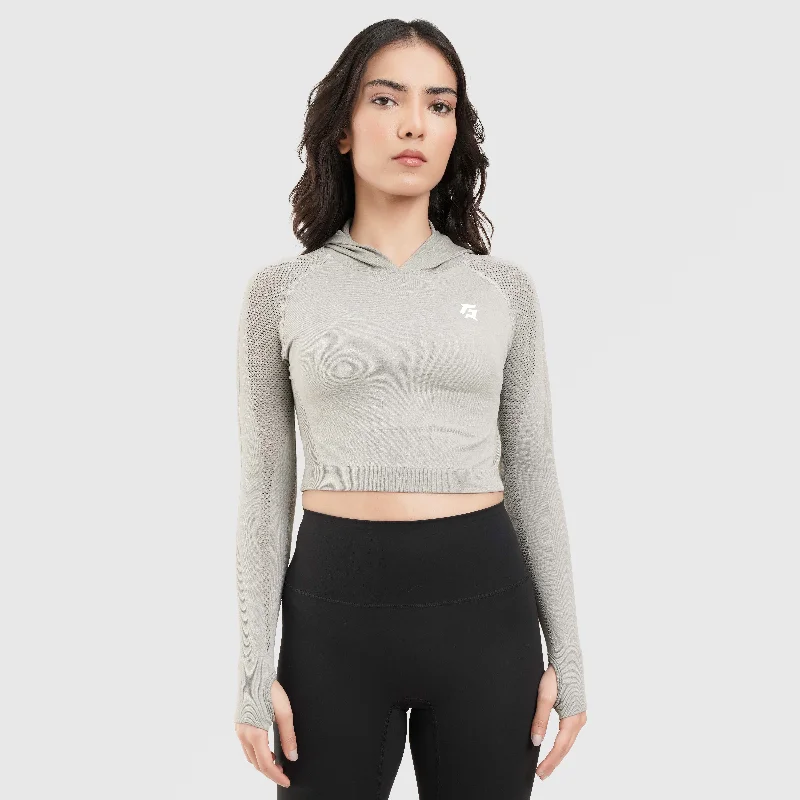 Snug Seamless Crop Top (Grey) Iron Safe Non-Iron Wrinkle Free