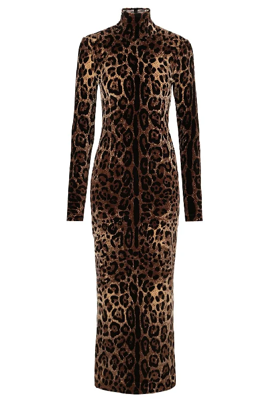 Leopard Long Dress Elegant Long Evening