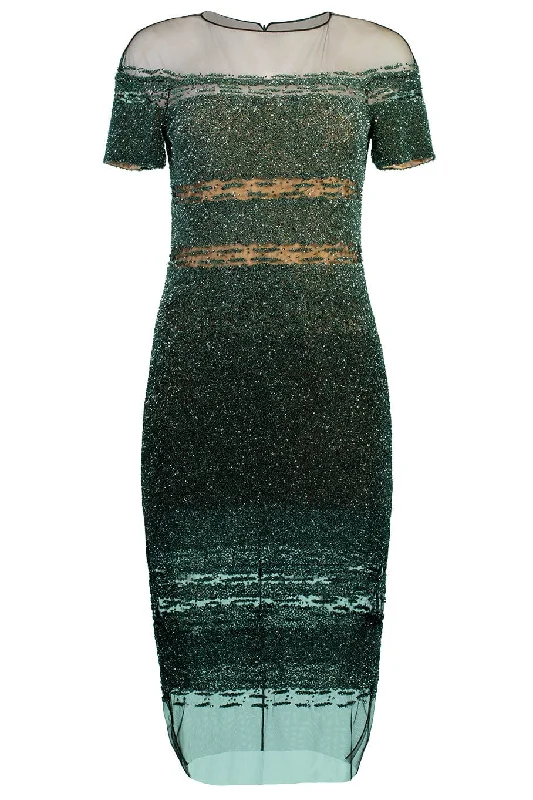 Signature Sequin Cocktail Dress - Emerald Tunics Office stylish