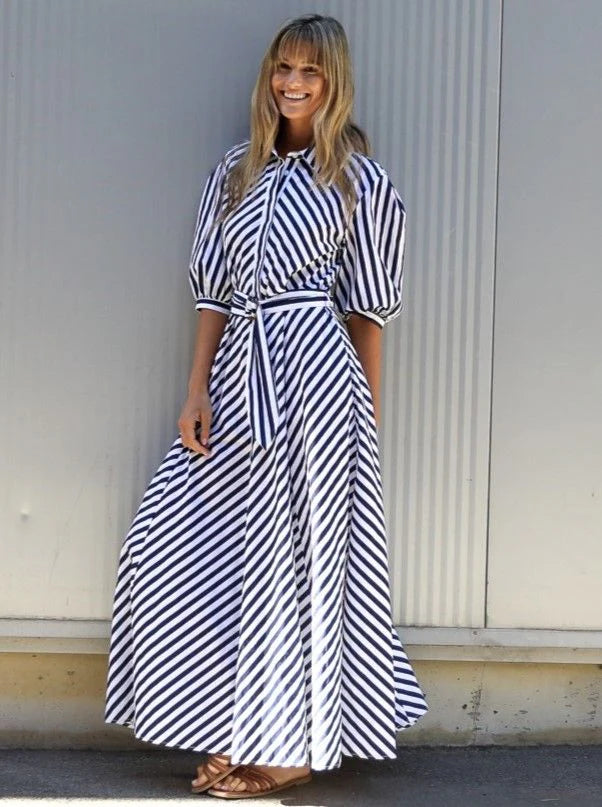 BIANCA DRESS - NAVY/WHITE STRIPE Bodycon Club Sequined
