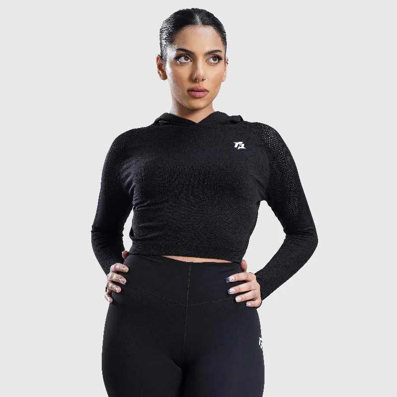 Snug Seamless Crop Top (Black) Cozy Warm Stylish