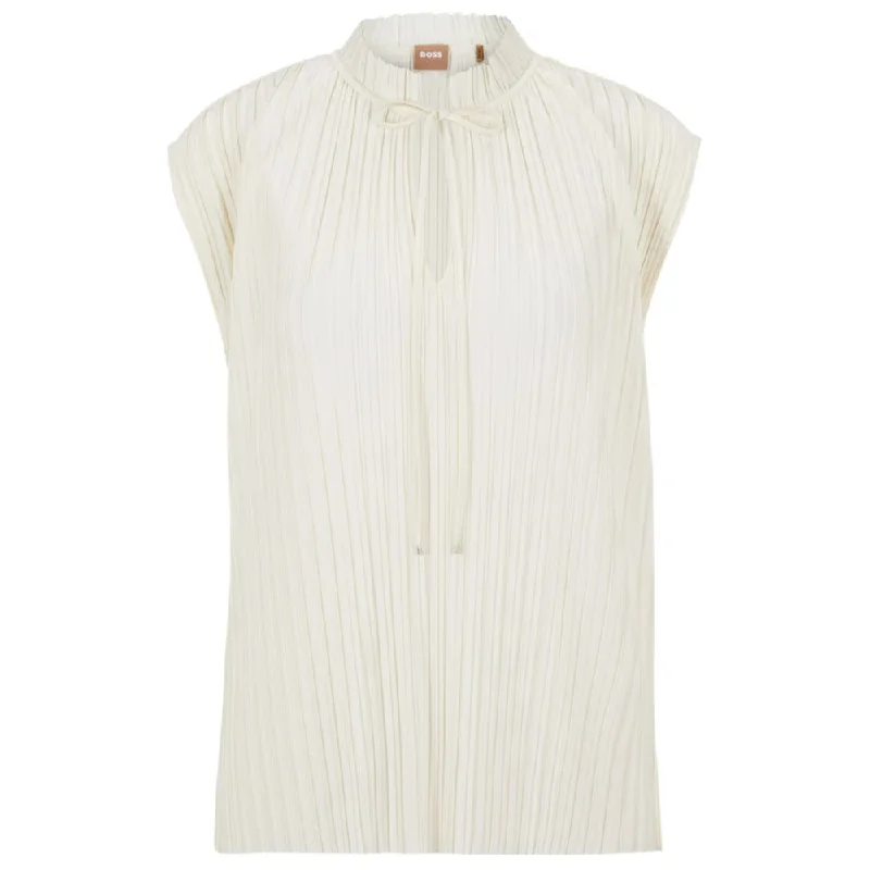 Pliss jersey top with tie neckline Evening Jersey Tee