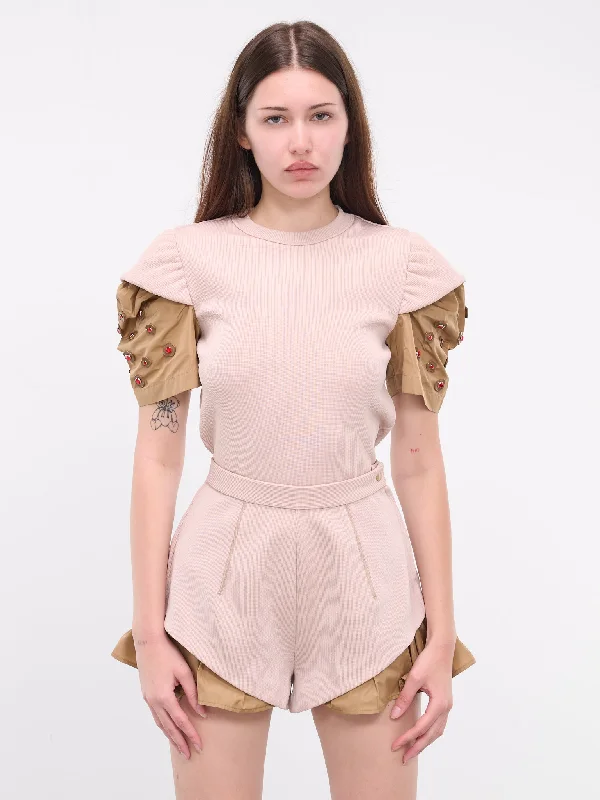 Rib Jersey Top (TA241-JT056-E-BEIGE) Classic Jersey Tee
