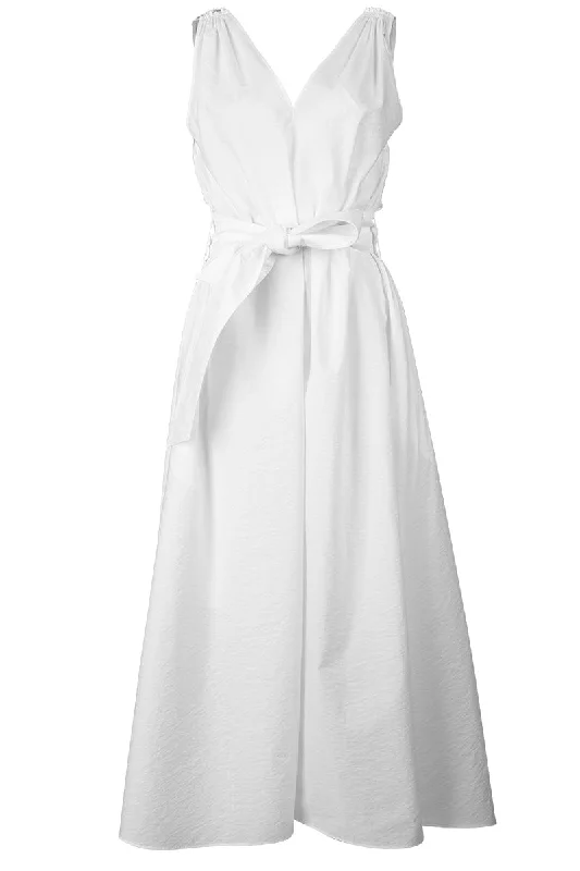 Sleeveless Poplin Belted Dress - Natural Tunics Spring floral