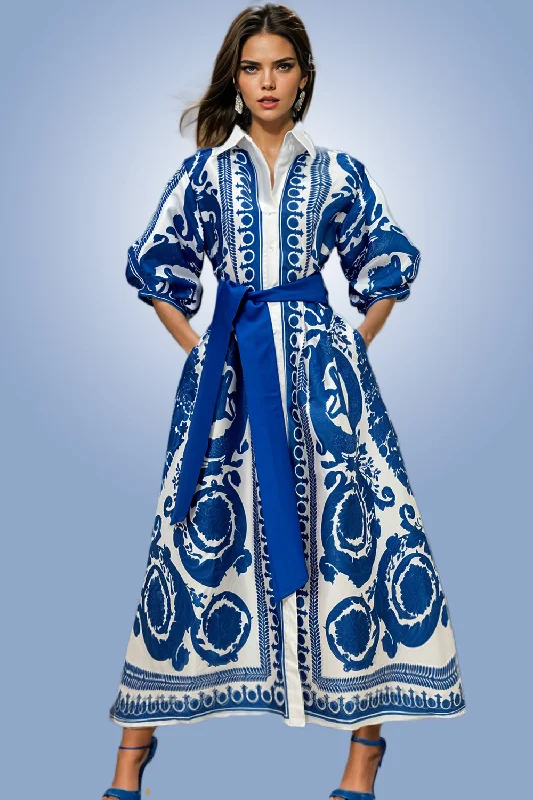 A94002 BLUE DRESS empire Waist empire