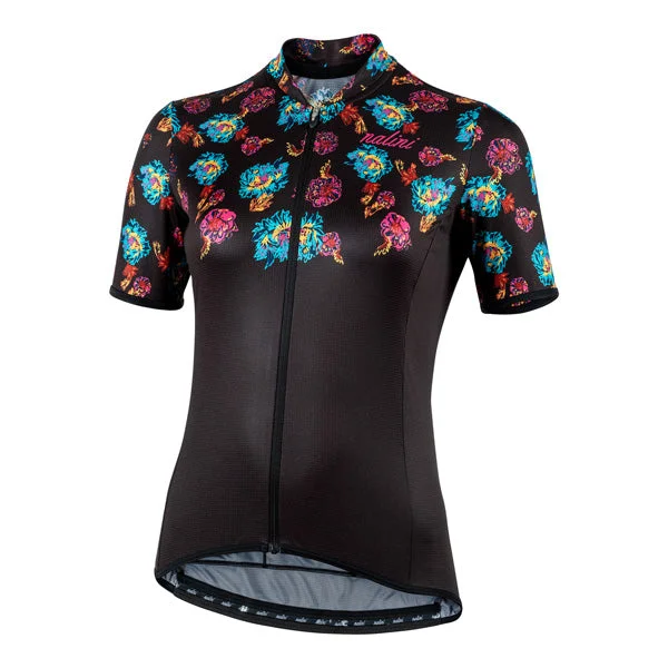 Nalini Turin 2006 Women's Cycling Jersey - Black with Flowers XS, S, M, XL Lavender Jersey Tee Nalini Turin 2006 Women's Cycling Jersey - Black with Flowers XS, S, M, XL Lavender Jersey Tee