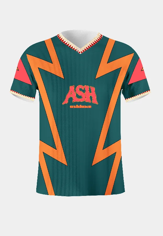Ashluxe Festac 77 Zig Jersey Multi Green Yellow Polo Neck Jersey Top