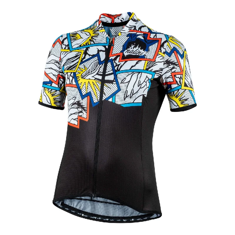 Nalini Turin 2006 Women's Cycling Jersey - Black with Comics S, M Mint Green Jersey Tee Nalini Turin 2006 Women's Cycling Jersey - Black with Comics S, M Mint Green Jersey Tee