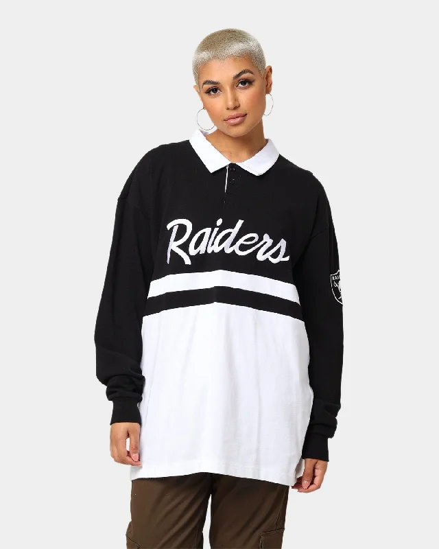 New Era Las Vegas Raiders Long Sleeve Rugby Jersey Black/White Linen Jersey Top