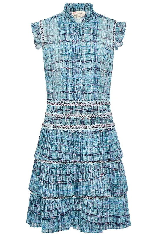 Poly Printed Dress With Pleats Boatneck Modish Everyday