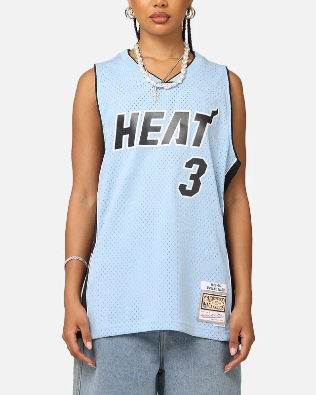 Mitchell & Ness Miami Heat Dwyane Wade 'Vapor Blue' Jersey Light Blue Asymmetrical Jersey Blouse Mitchell & Ness Miami Heat Dwyane Wade 'Vapor Blue' Jersey Light Blue Asymmetrical Jersey Blouse