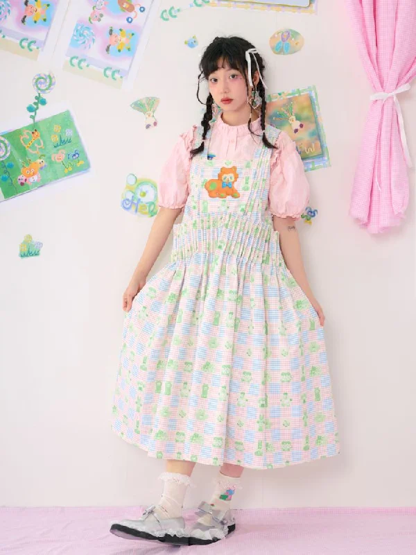 Plaid Printed Pleated Vest Dress【s0000009547】 Tunics Sophisticated sleek