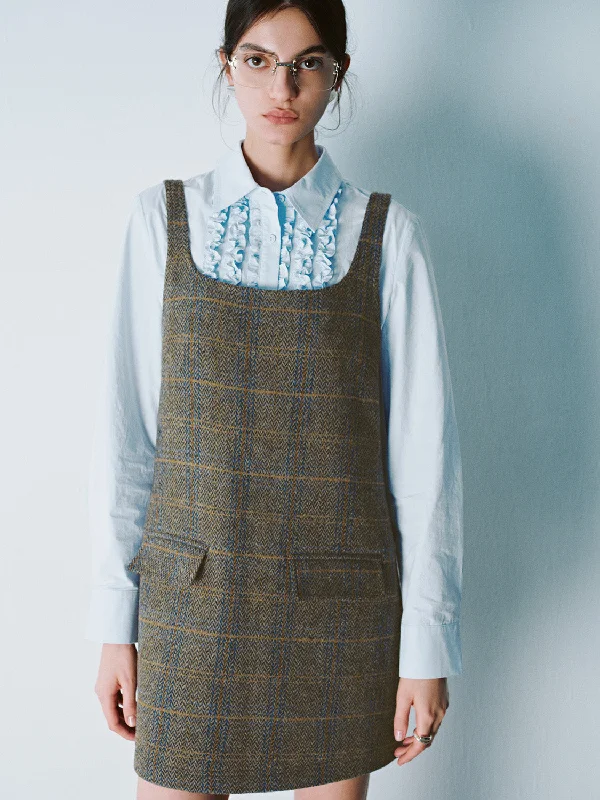 Plaid Straight Pinafore Dresses Tunics Sale discount