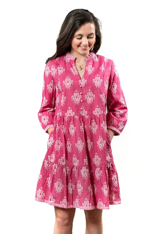 The Genevieve Cotton Side Pocket Dress in Pink Tunics Party sparkling