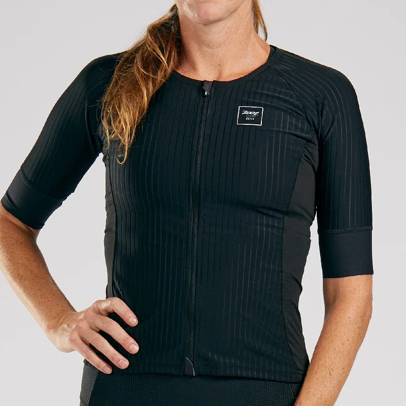 Womens Elite Triathlon Aero Jersey - Black Business Jersey Tee