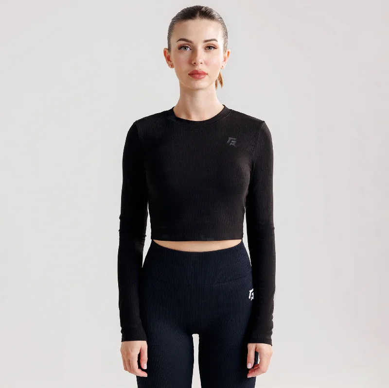 DynamicGrip Crop Top (Black) Handmade Hand-knitted Hand-woven